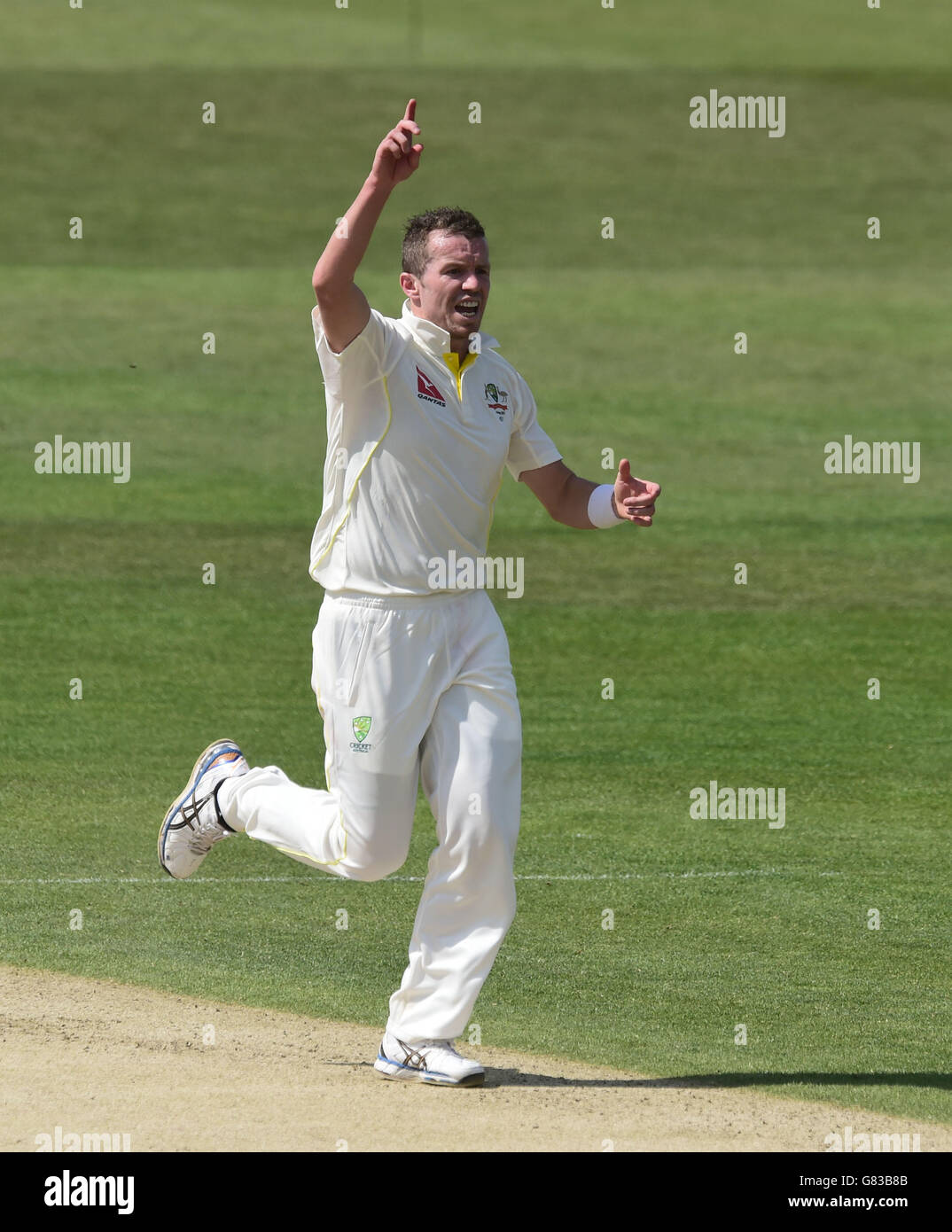 Peter Siddle d'Australie attire les touristes lors du match au Spitfire Ground, dans le Kent. Banque D'Images