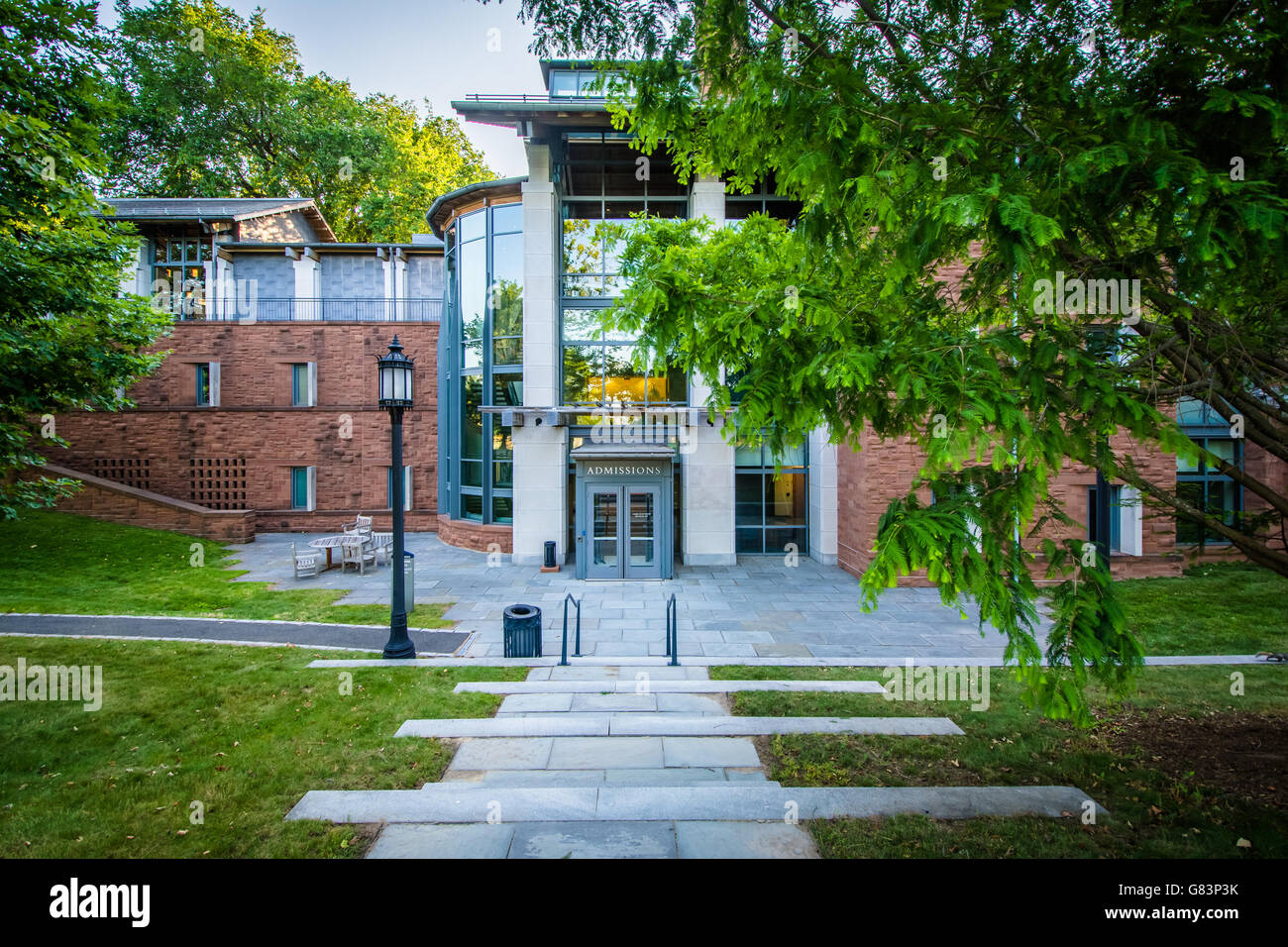 Le bâtiment d'admission à l'université de trinité, à Hartford, Connecticut. Banque D'Images