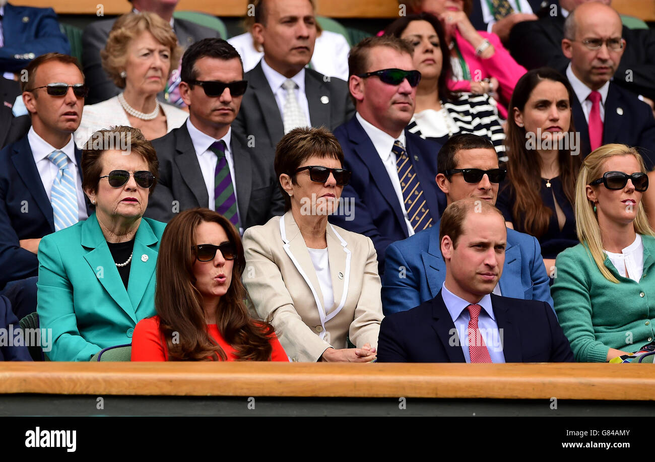 Le duc et la duchesse de Cambridge dans la boîte royale pendant le neuf jour des Championnats de Wimbledon au All England Lawn tennis and Croquet Club, Wimbledon. Banque D'Images