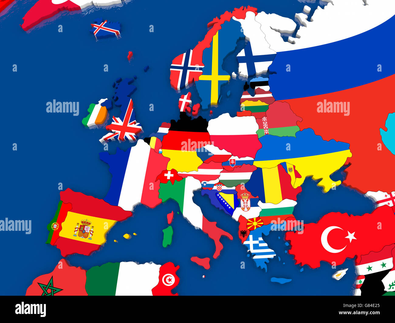 Carte De Leurope Avec Des Drapeaux De Pays 3d Illustration