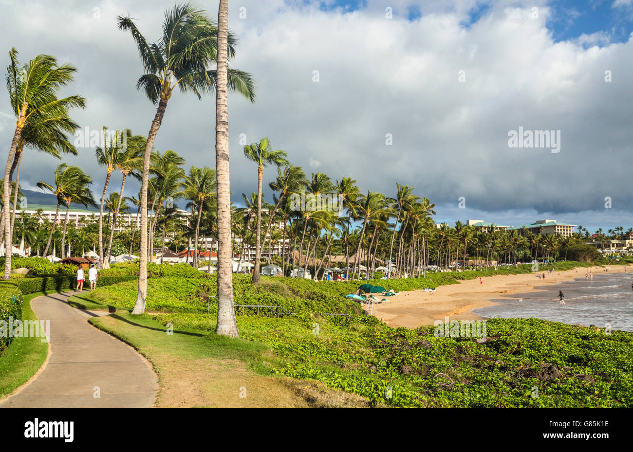 Sentier côtier près de Wailea de Wailea Beach Banque D'Images