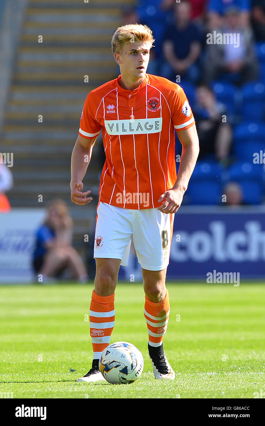 Soccer - Sky Bet League One - Colchester United v Blackpool FC - Weston Homes Community Stadium. Brad Potts de Blackpool Banque D'Images