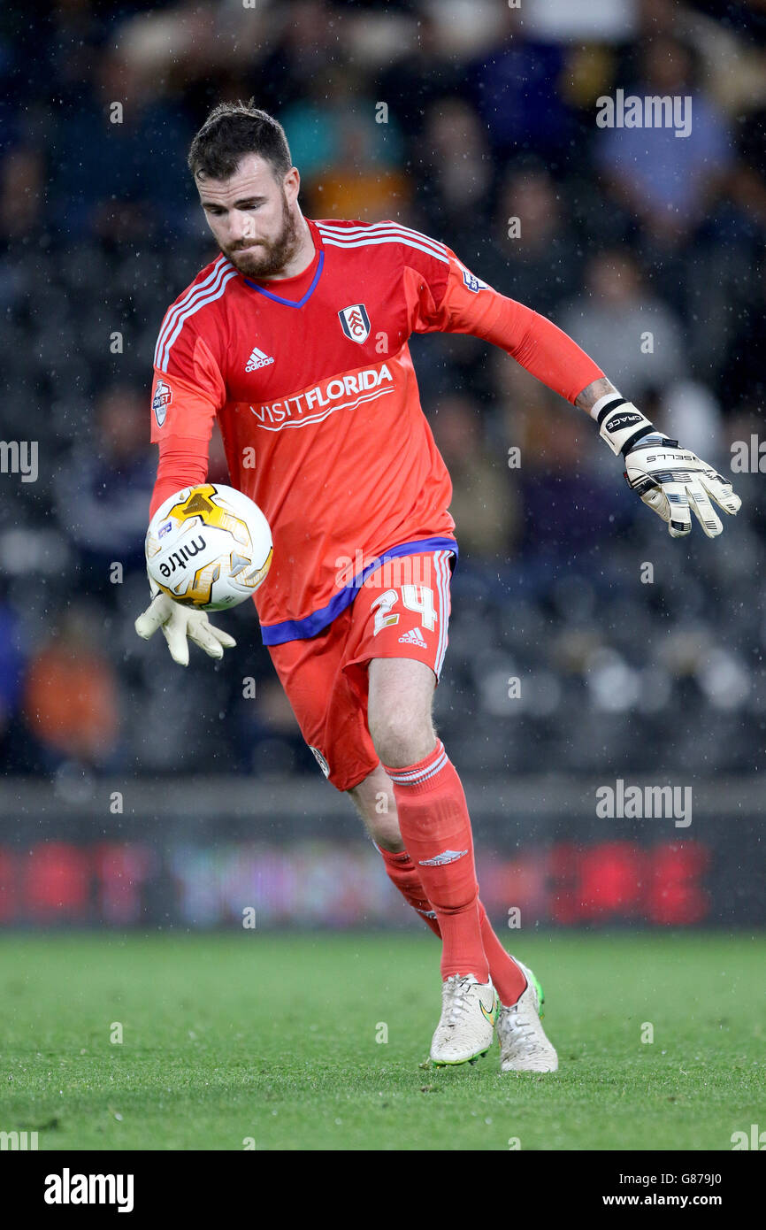 Andy Lonergan, gardien de but de Fulham, lors du match de championnat Sky Bet au KC Stadium, à Hull. APPUYEZ SUR ASSOCIATION photo. Date de la photo: Mercredi 19 août 2015. Voir PA Story SOCCER Hull. Le crédit photo devrait se lire comme suit : Richard Sellers/PA Wire. Banque D'Images