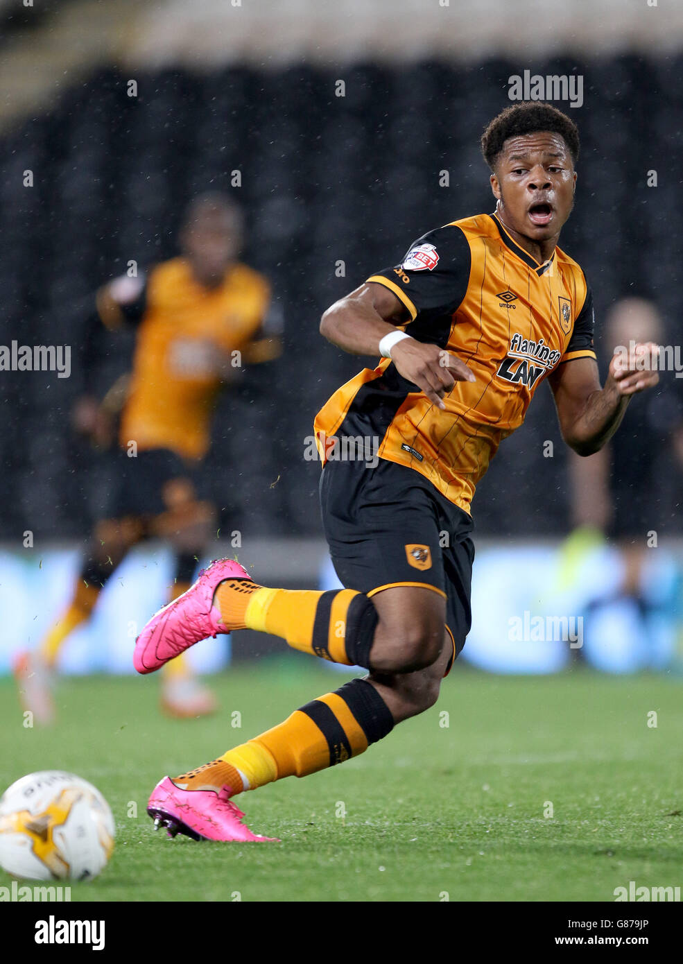 Chuba Akpom de Hull City pendant le match du championnat Sky Bet au KC Stadium, à Hull. APPUYEZ SUR ASSOCIATION photo. Date de la photo: Mercredi 19 août 2015. Voir PA Story SOCCER Hull. Le crédit photo devrait se lire comme suit : Richard Sellers/PA Wire. Aucune utilisation avec des fichiers audio, vidéo, données, listes de présentoirs, logos de clubs/ligue ou services « en direct » non autorisés. Utilisation en ligne limitée à 45 images, pas d'émulation vidéo. Aucune utilisation dans les Paris, les jeux ou les publications de club/ligue/joueur unique. Banque D'Images