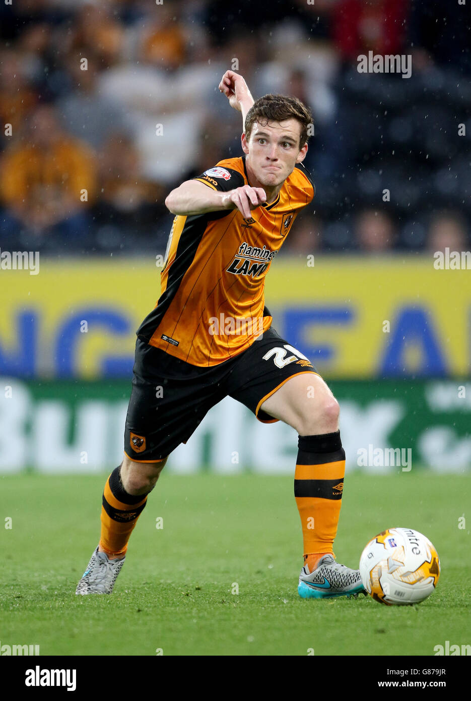 Andrew Robertson de Hull City pendant le match du championnat Sky Bet au KC Stadium, à Hull. APPUYEZ SUR ASSOCIATION photo. Date de la photo: Mercredi 19 août 2015. Voir PA Story SOCCER Hull. Le crédit photo devrait se lire comme suit : Richard Sellers/PA Wire. Banque D'Images