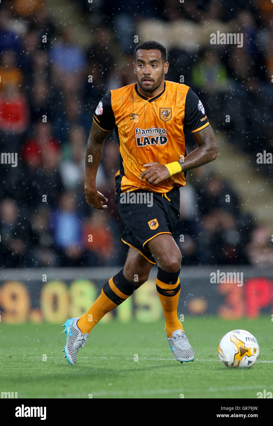 Tom Huddlestone de Hull City pendant le match du championnat Sky Bet au KC Stadium, à Hull. APPUYEZ SUR ASSOCIATION photo. Date de la photo: Mercredi 19 août 2015. Voir PA Story SOCCER Hull. Le crédit photo devrait se lire comme suit : Richard Sellers/PA Wire. Aucune utilisation avec des fichiers audio, vidéo, données, listes de présentoirs, logos de clubs/ligue ou services « en direct » non autorisés. Utilisation en ligne limitée à 45 images, pas d'émulation vidéo. Aucune utilisation dans les Paris, les jeux ou les publications de club/ligue/joueur unique. Banque D'Images