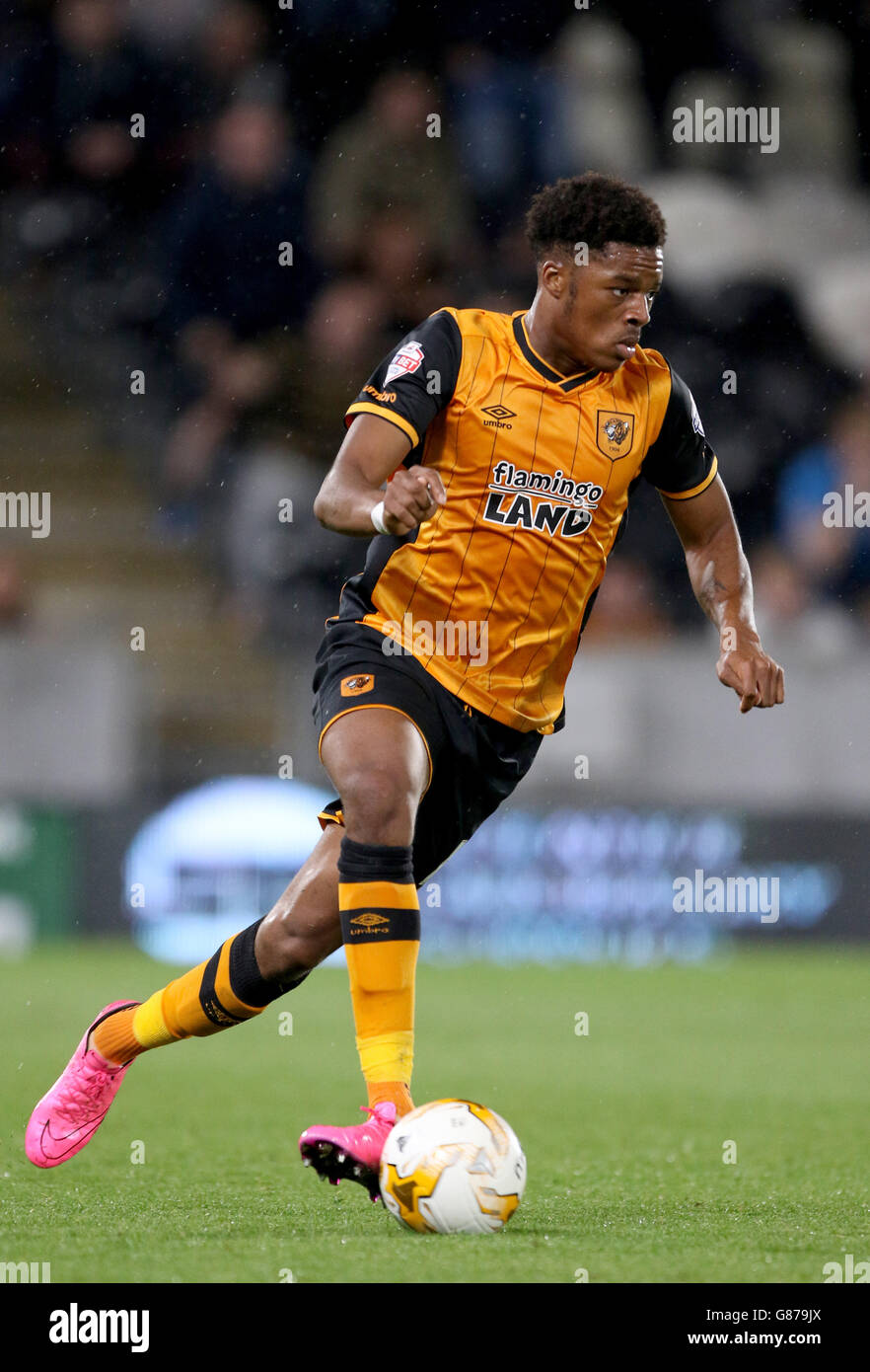 Chuba Akpom de Hull City pendant le match du championnat Sky Bet au KC Stadium, à Hull. APPUYEZ SUR ASSOCIATION photo. Date de la photo: Mercredi 19 août 2015. Voir PA Story SOCCER Hull. Le crédit photo devrait se lire comme suit : Richard Sellers/PA Wire. Banque D'Images