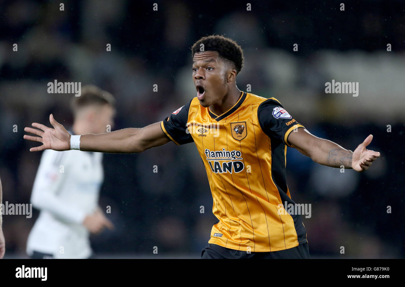 Chuba Akpom de Hull City pendant le match du championnat Sky Bet au KC Stadium, à Hull. APPUYEZ SUR ASSOCIATION photo. Date de la photo: Mercredi 19 août 2015. Voir PA Story SOCCER Hull. Le crédit photo devrait se lire comme suit : Richard Sellers/PA Wire. Banque D'Images