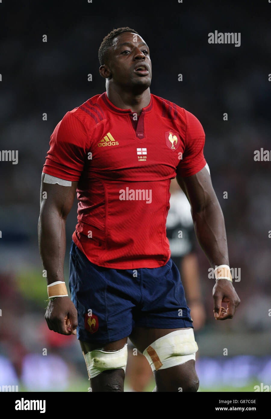 Yannick Nyanga Kabasele en France pendant le match d'échauffement de la coupe du monde au stade de Twickenham, Londres. Banque D'Images