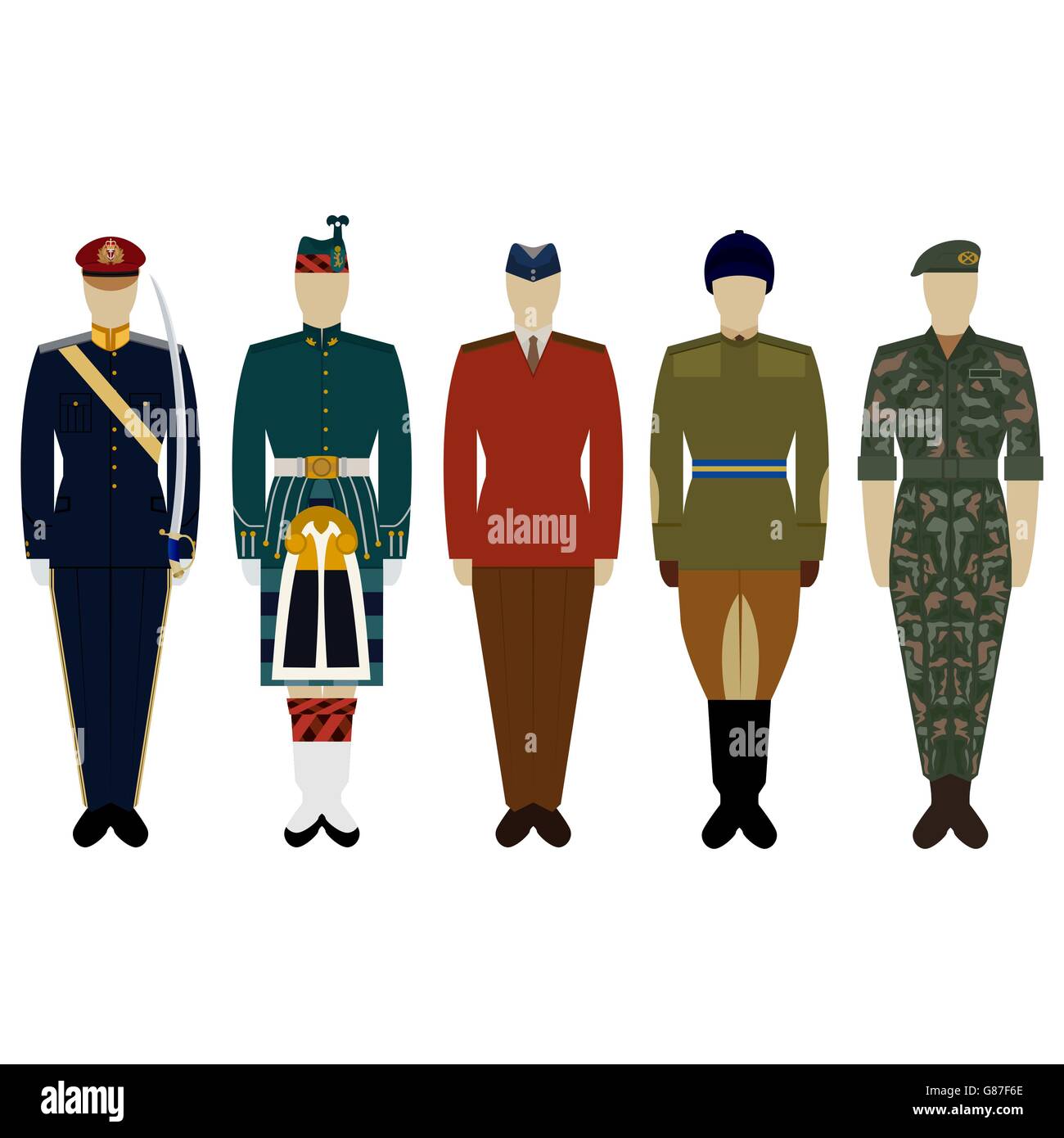 Dans l'uniforme des soldats de l'armée britannique. L'illustration sur un  fond blanc Photo Stock - Alamy