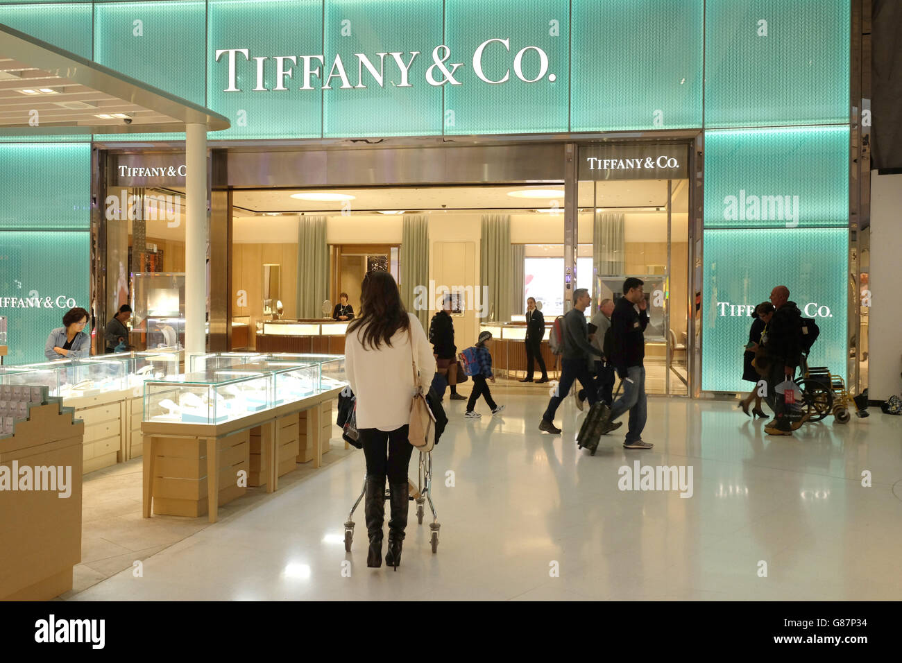 Duty Free Shopping Tiffany l'Aéroport International de Sydney Banque D'Images