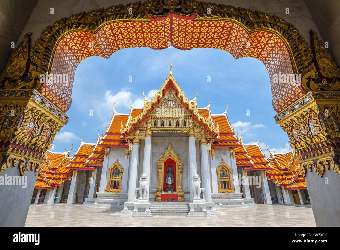 Le Temple de marbre ou Wat Benchamabophit, Bangkok, Thaïlande Banque D'Images