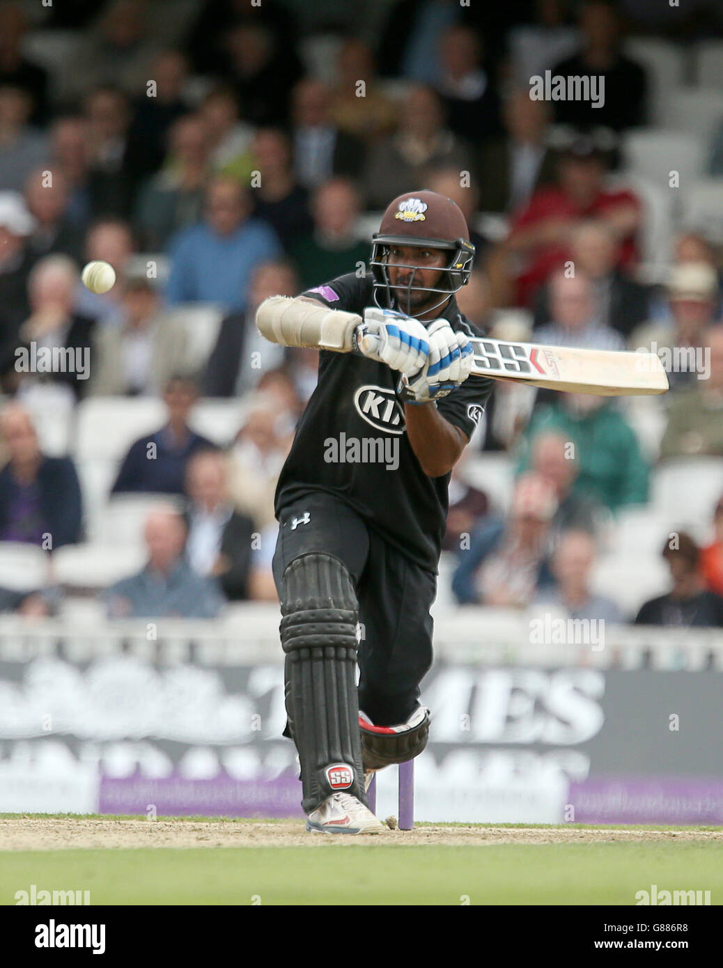 Cricket - Royal London One Day Cup - demi-finale - Surrey v Notinghamshire - The Kia Oval.Kumar Sangakkara de Surrey lors du match demi-finale de la coupe d'une journée du Royal London au Kia Oval, Londres. Banque D'Images