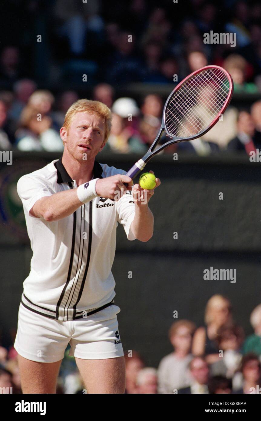 Wimbledon, Boris Becker et Pete Sampras (dernier match de Becker à Wimbledon). Boris Becker Banque D'Images