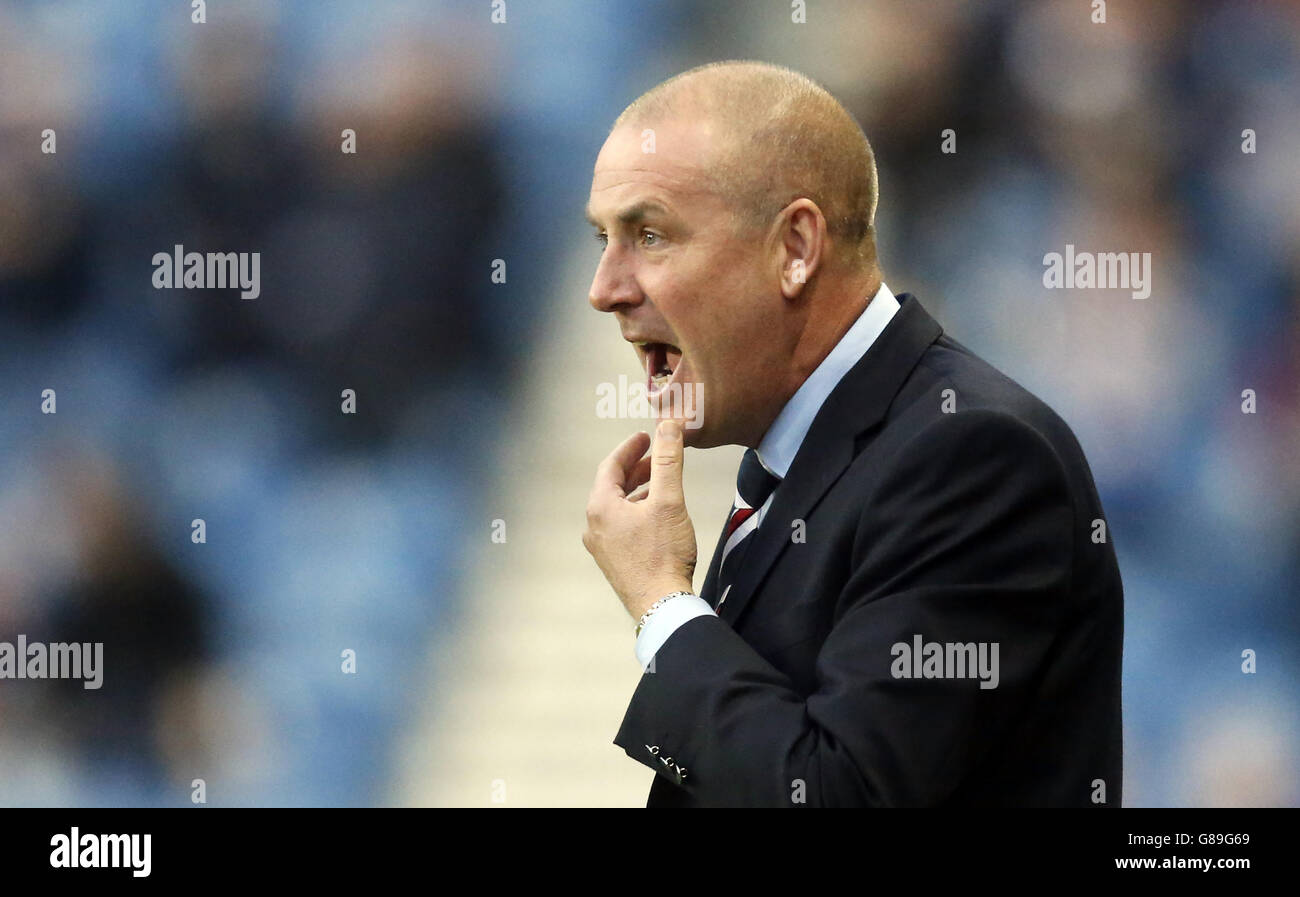 Soccer - Scottish Communities League Cup troisième tour - Rangers v St Johnstone - Ibrox Stadium.Mark Warburton, directeur des Rangers, lors de la troisième manche de la coupe de la Ligue des communautés écossaises à Ibrox, Glasgow. Banque D'Images