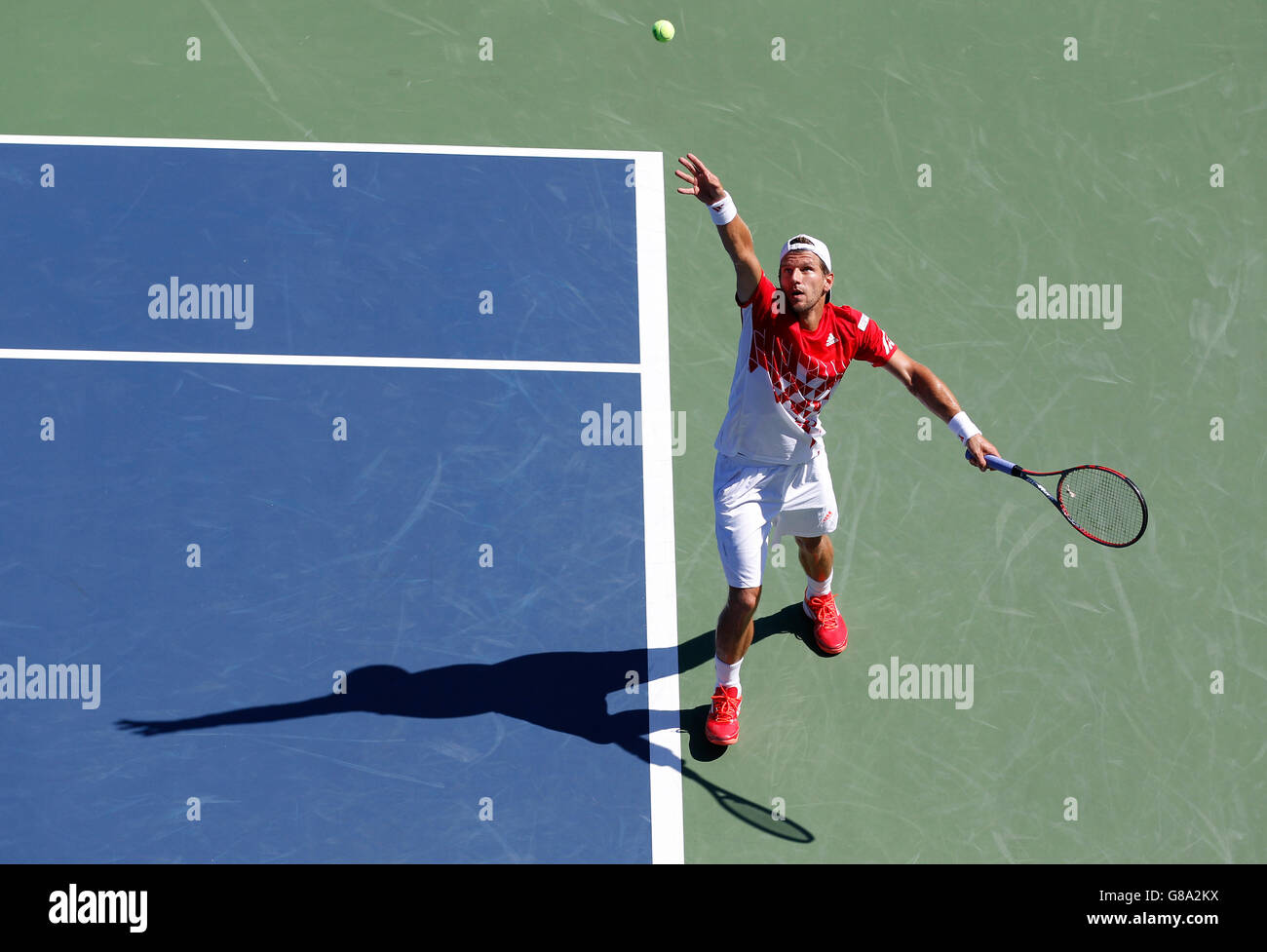 Jurgen Melzer, TAU, lors d'un match de double, tournoi du Grand Chelem de tennis de l'ITF, U.S. Open 2011, l'USTA Billie Jean King National Banque D'Images Jurgen Melzer, TAU, lors d'un match de double, tournoi du Grand Chelem de tennis de l'ITF, U.S. Open 2011, l'USTA Billie Jean King National Banque D'Images