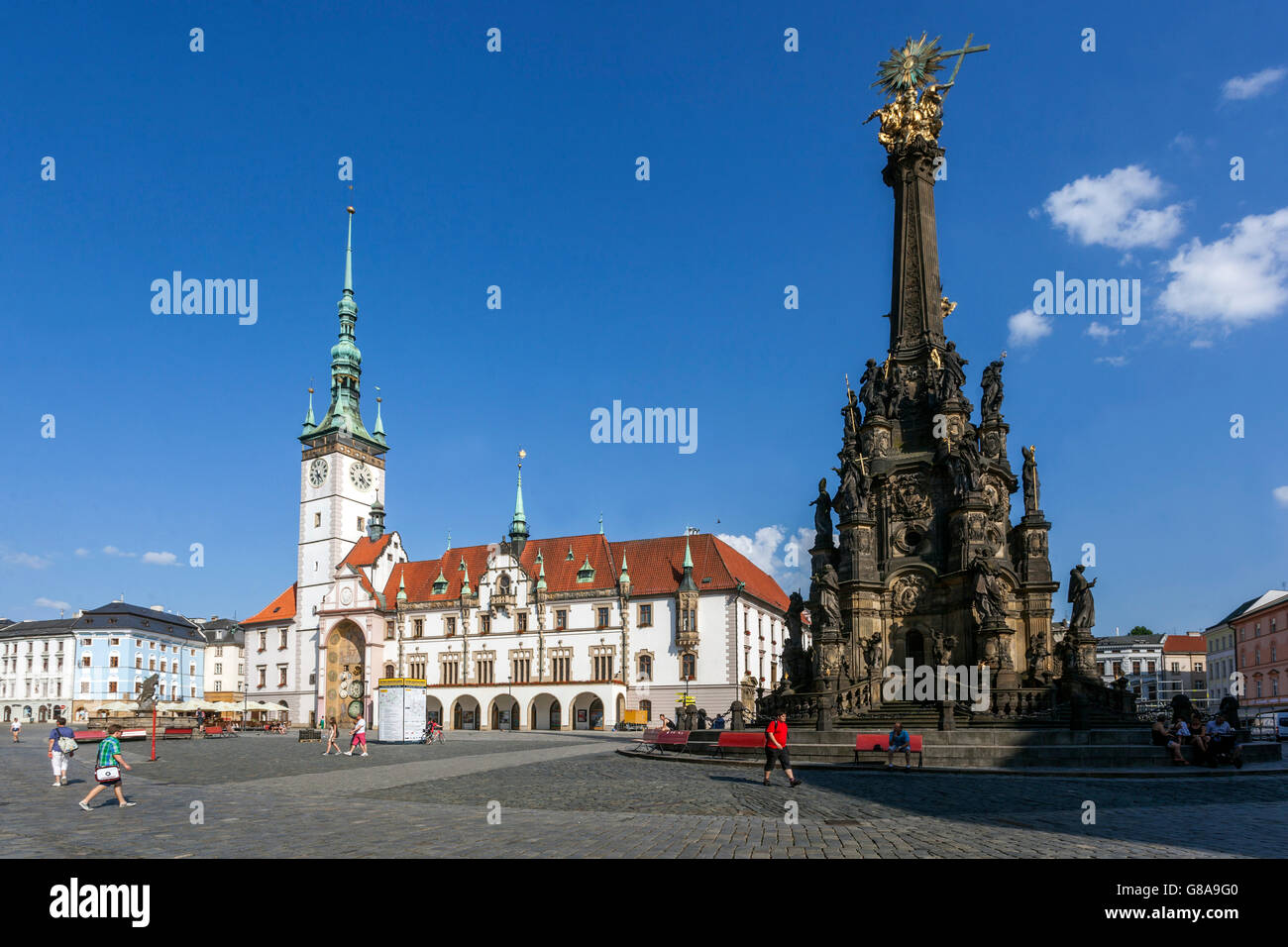 Place principale colonne de la Sainte Trinité Olomouc, Moravie, République Tchèque, Europe Banque D'Images