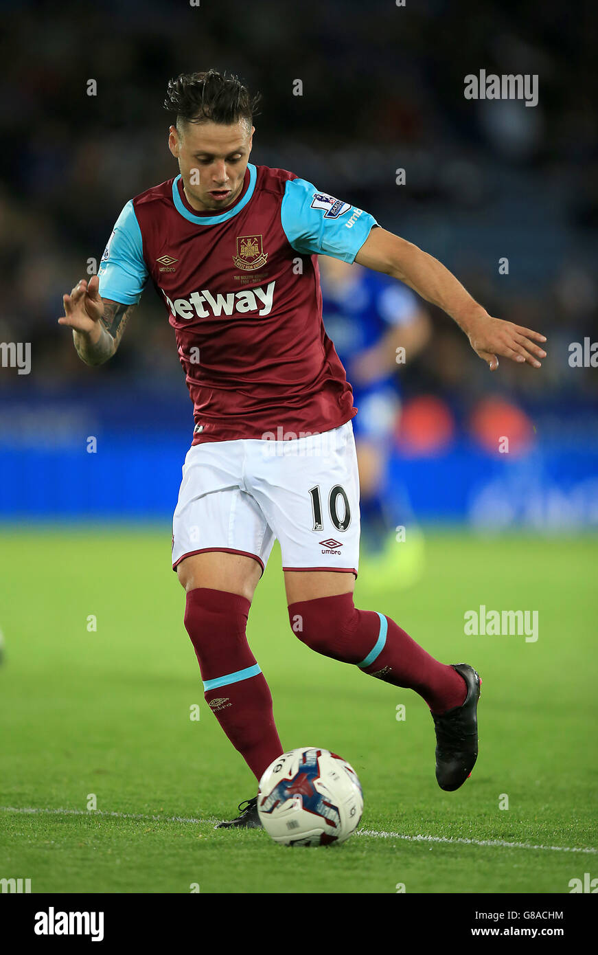 Football - Capital One Cup - troisième tour - Leicester City v West Ham United - King Power Stadium. Mauro Zarate, Ham Ouest Unis. Banque D'Images