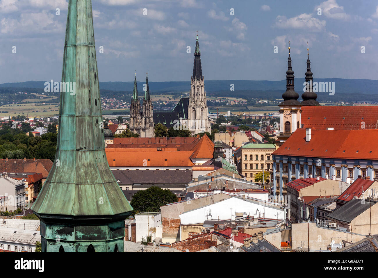 Vue sur la vieille ville, CityScape Olomouc Moravie République tchèque Banque D'Images