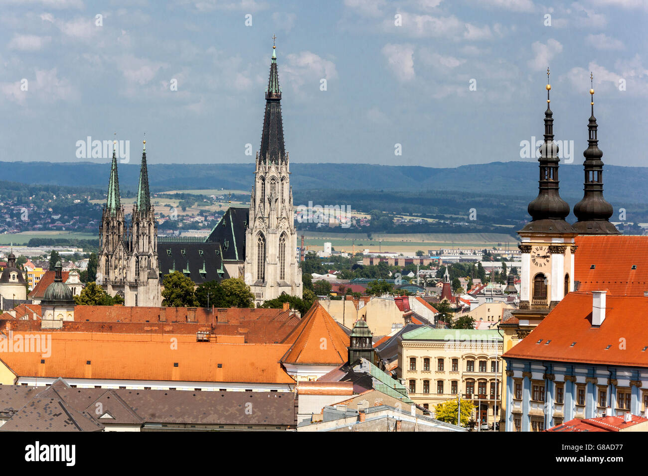 Olomouc vue aérienne de la Cathédrale de équipés Venceslas, Olomouc Moravie, République tchèque, Europe Banque D'Images