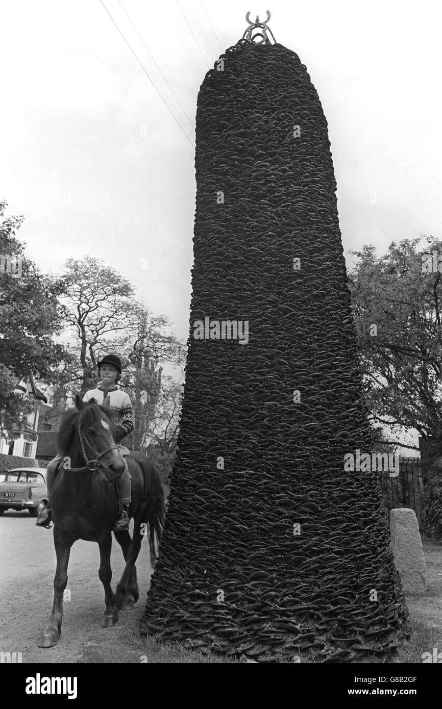 Art - fer à cheval géant Mound - Scarrington, Nottinghamshire Banque D'Images