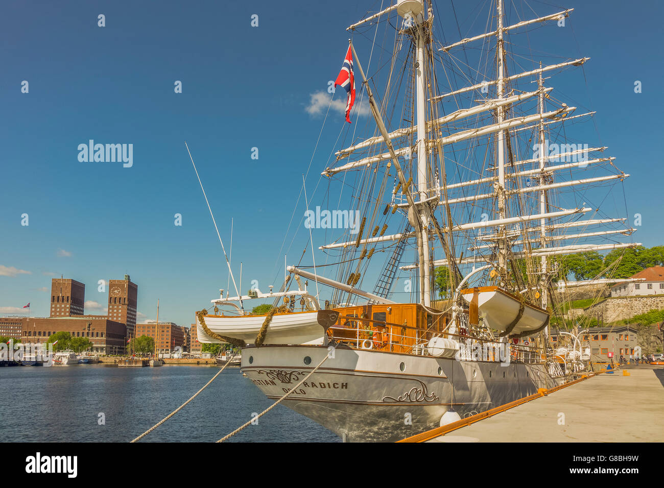 Bateau à voile à Christian Radich amarré à Oslo Norvège Banque D'Images