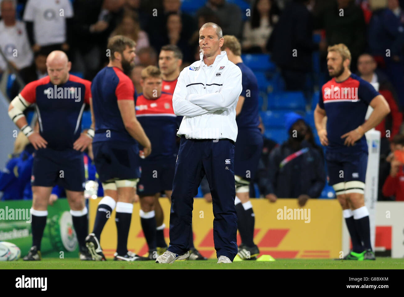 Rugby Union - coupe du monde de Rugby 2015 - Pool A - Angleterre v Uruguay - Stade de la ville de Manchester.Stuart Lancaster, entraîneur-chef de l'Angleterre, avant le match Banque D'Images