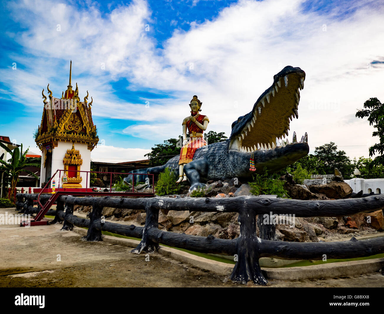 Crocodile, alligator, voyou, sculpture, moules,figure de culte,wangsammor,thai Banque D'Images