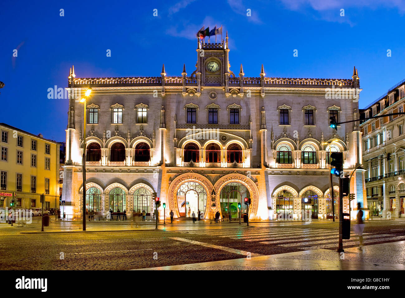 La gare de Rossio à Lisbonne Banque D'Images