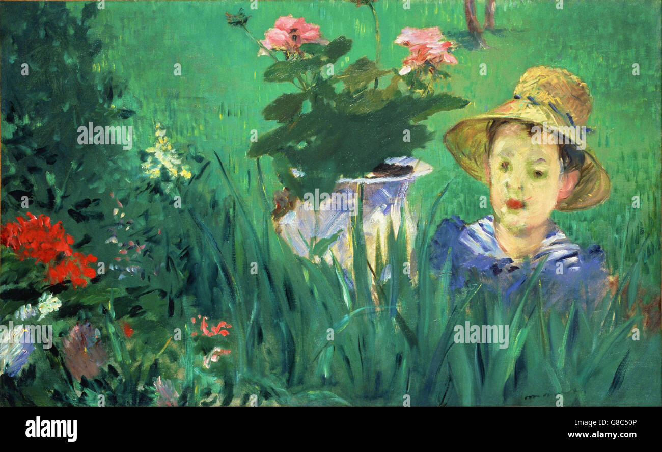 Edouard Manet - garçon en fleurs (Jacques Hoschedé) - Banque D'Images