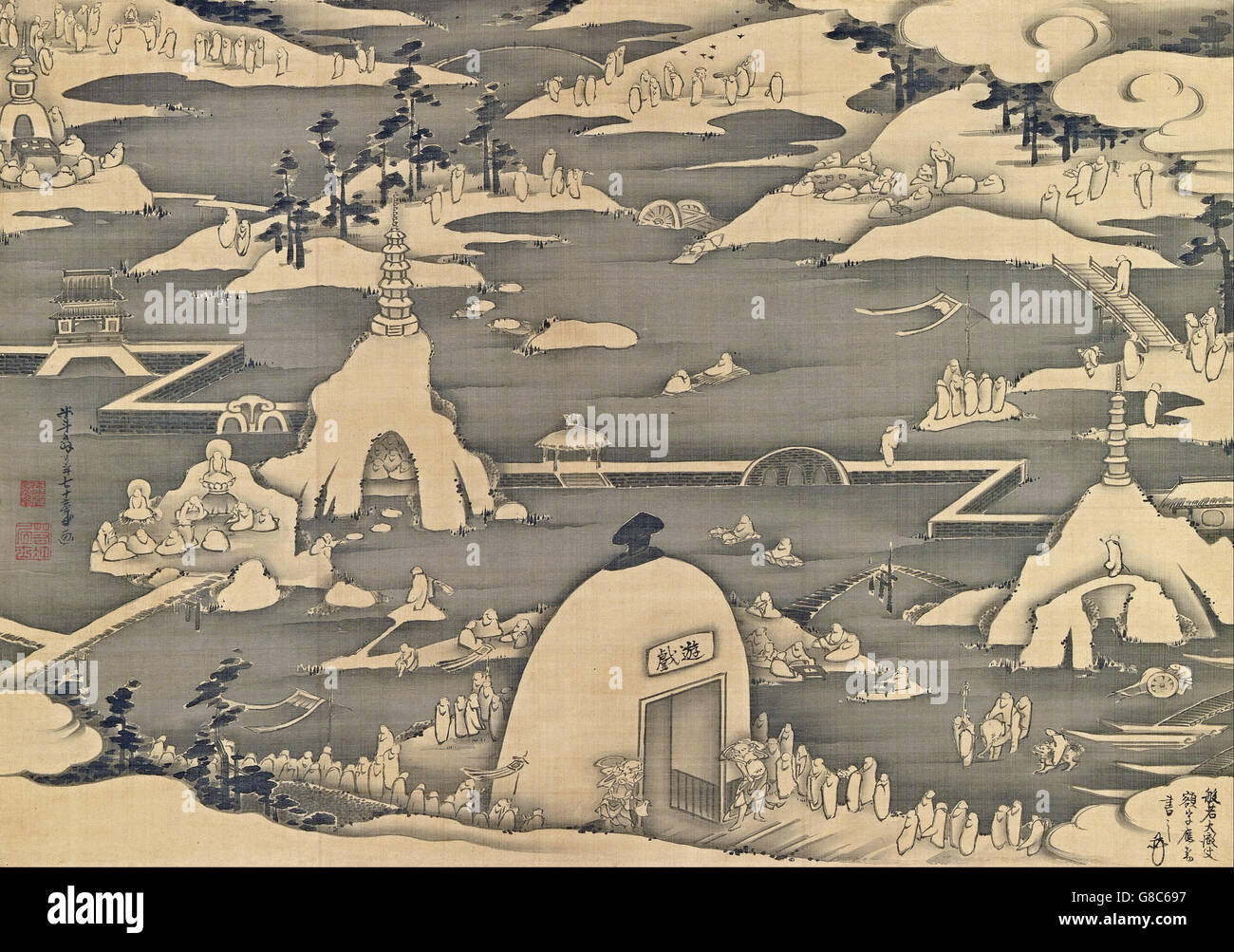 Hirobumi Jakuchū - Cinq cents arhats Banque D'Images