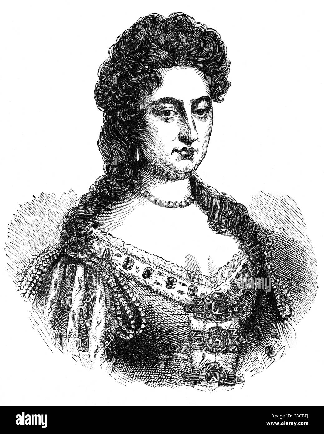 Marie II (1662 - 1694) était conjointe monarques d'Angleterre, d'Écosse et d'Irlande avec son mari, Guillaume d'Orange, à partir de 1689 jusqu'à sa mort. William et Mary, les deux protestants, devint roi et reine à la suite de la Glorieuse Révolution, qui a abouti à l'adoption de la Déclaration des droits de l'anglais et le dépôt de son père catholique, Jacques II et VII. William est devenu seul maître à son décès en 1694. Banque D'Images