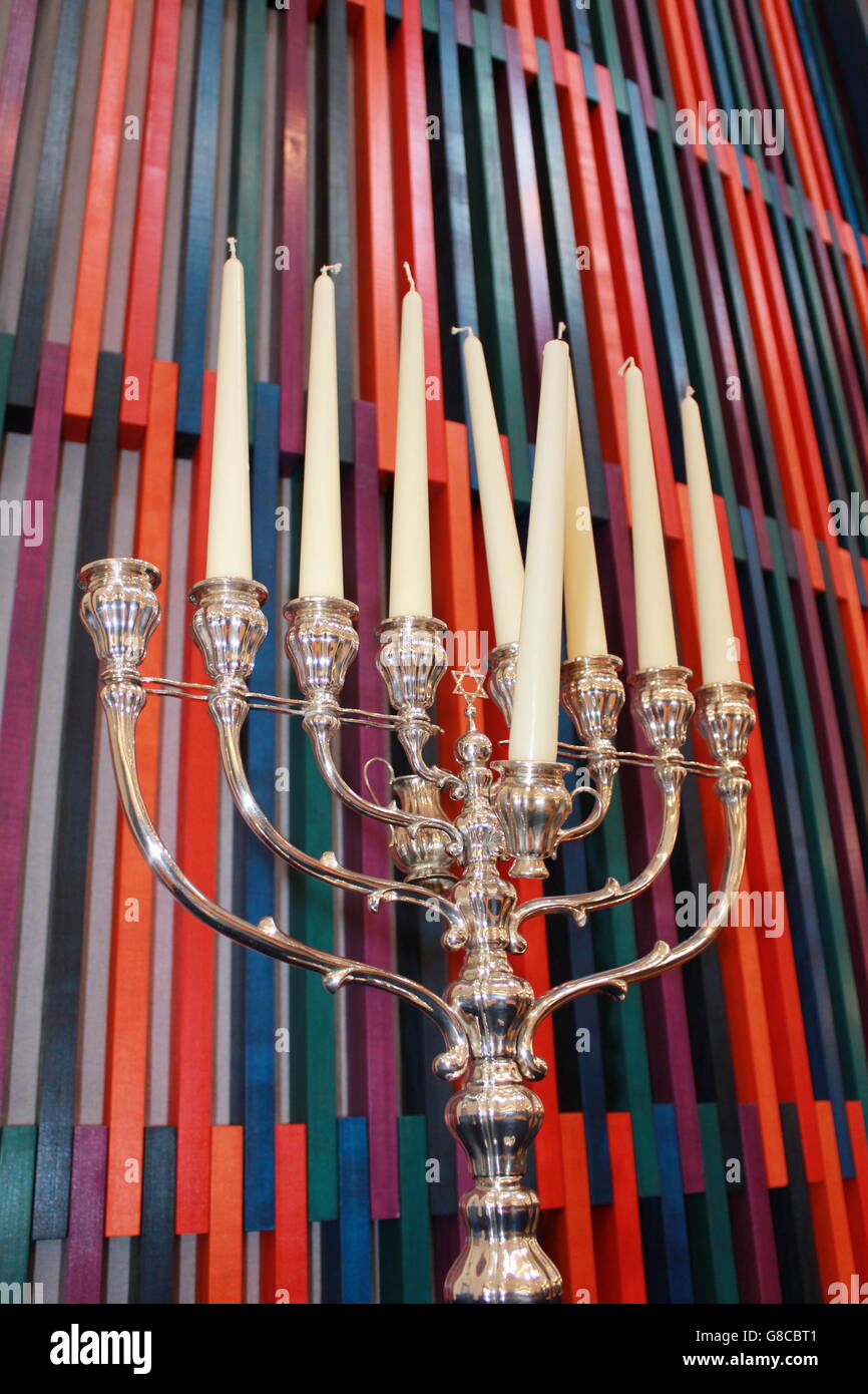 Chanukia, menorah, synagogue, célébration, Hanoucca, Festival, festival des lumières, le judaïsme Banque D'Images