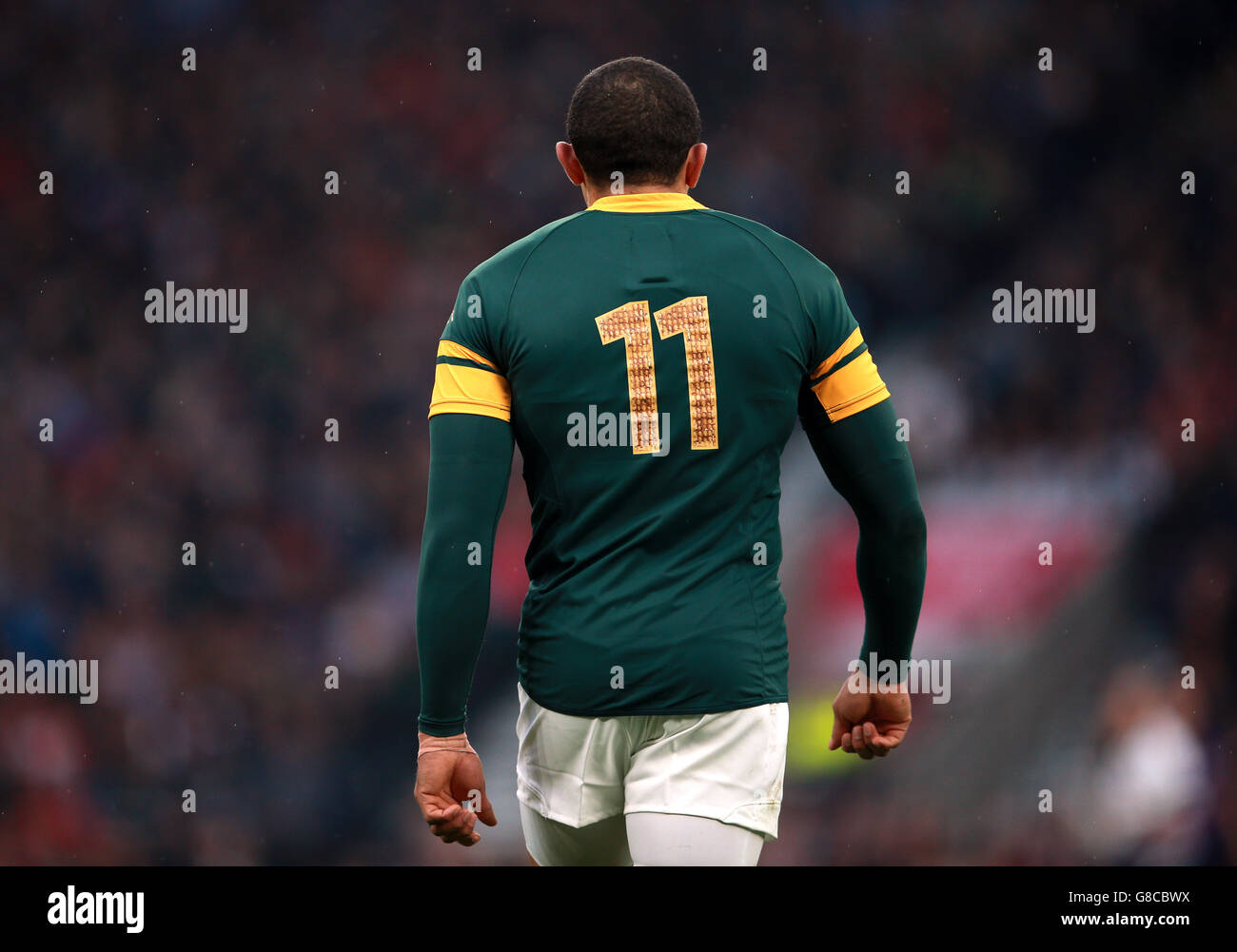 Bryan Habana d'Afrique du Sud pendant la coupe du monde de rugby, demi-finale au stade de Twickenham, Londres. APPUYEZ SUR ASSOCIATION photo. Date de la photo: Samedi 24 octobre 2015. Voir PA Story RUGBYU Afrique du Sud. Le crédit photo devrait se lire comme suit : David Davies/PA Wire. RESTRICTIONS : strictement aucune utilisation ou association commerciale sans autorisation de RWCL. Utilisation d'images fixes uniquement. L'utilisation implique l'acceptation de la Section 6 des conditions générales de RWC 2015 à l'adresse suivante : http://bit.ly/1MPElTL appelez le +44 (0)1158 447447 pour plus d'informations. Banque D'Images
