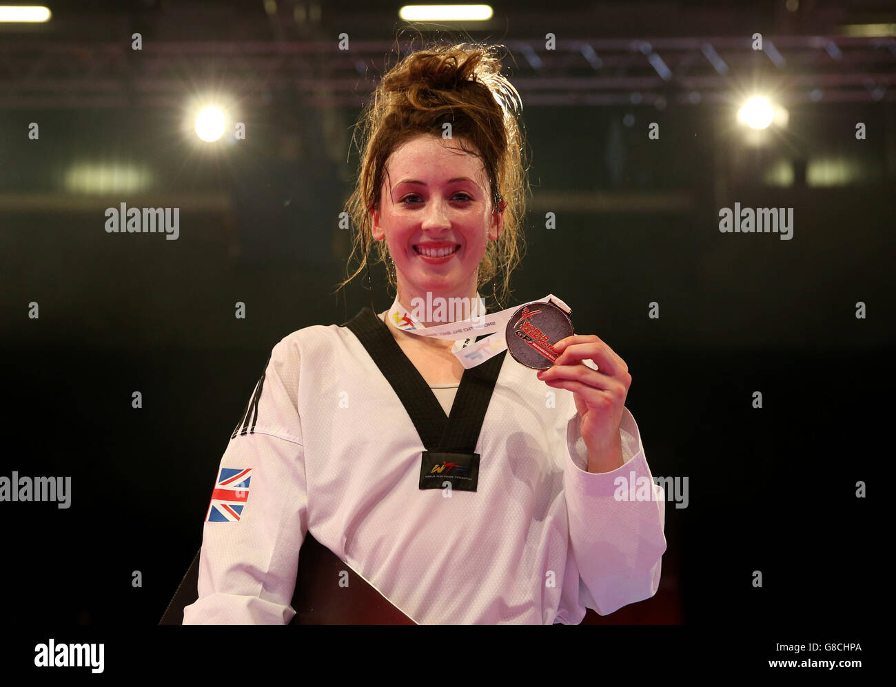 Le Jade Jones en GrandeBretagne célèbre la victoire de la médaille d