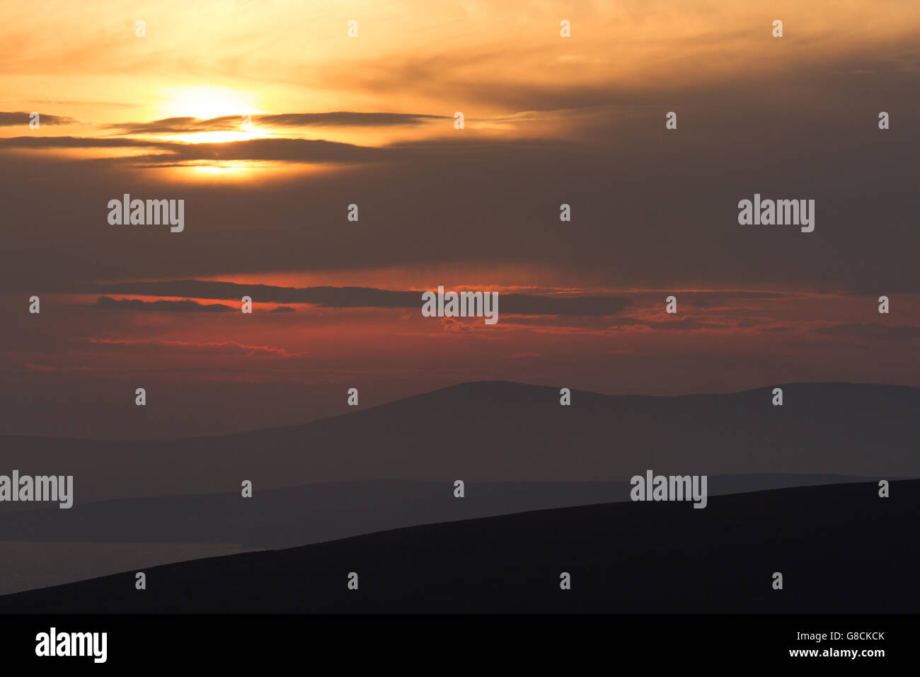 Coucher du soleil, Orkney Banque D'Images