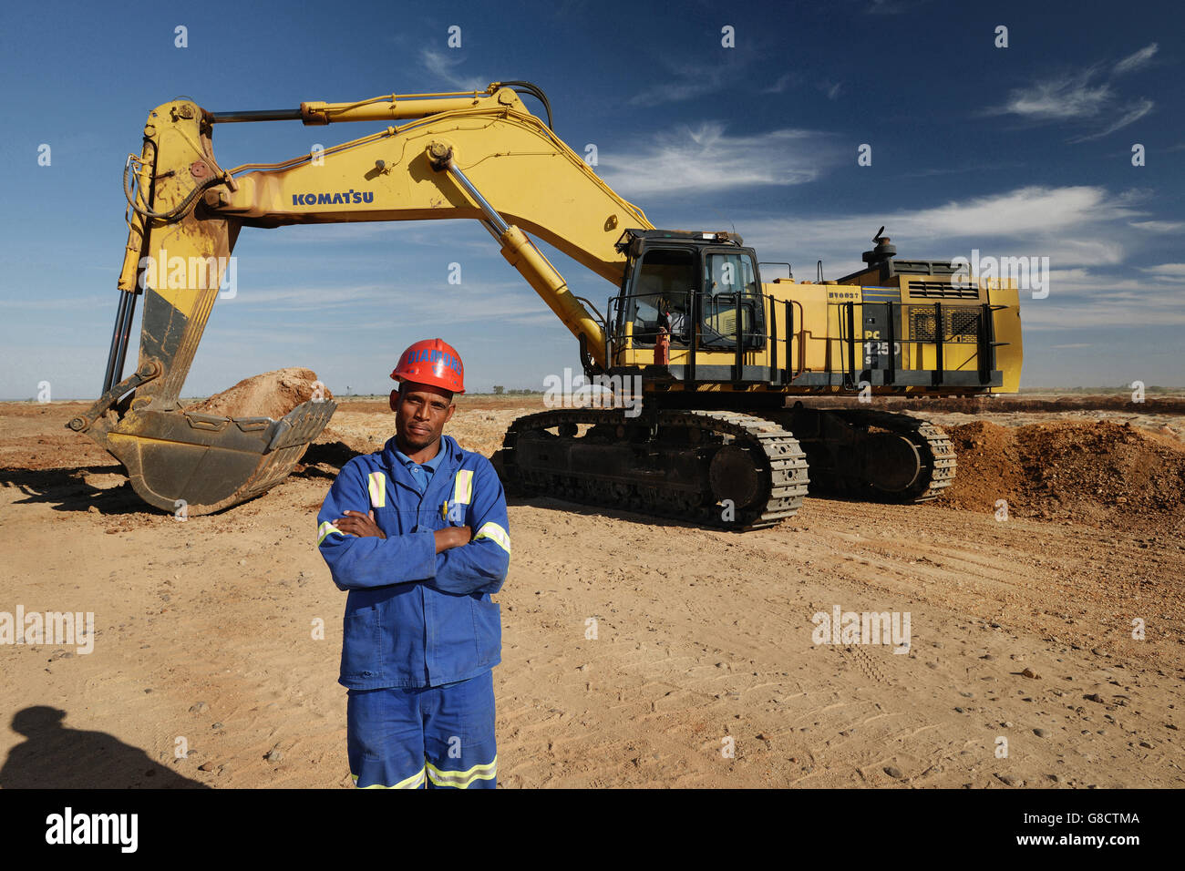 Diamond miner avec komatso, Afrique du Sud. Banque D'Images