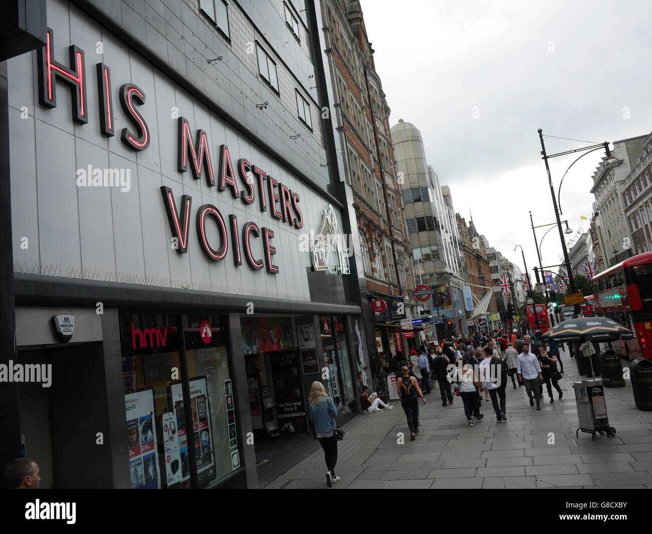 La voix de ses maîtres HMV Oxford Street Londres boutique de vente au détail Banque D'Images