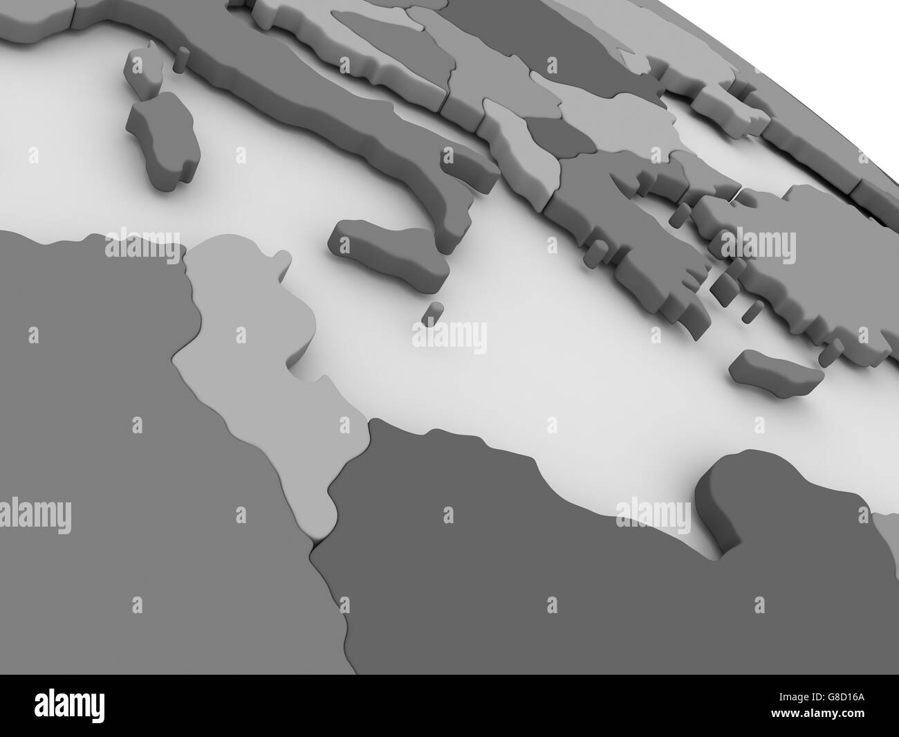 La Tunisie a souligné en rouge sur le modèle de monde. 3D illustration Banque D'Images