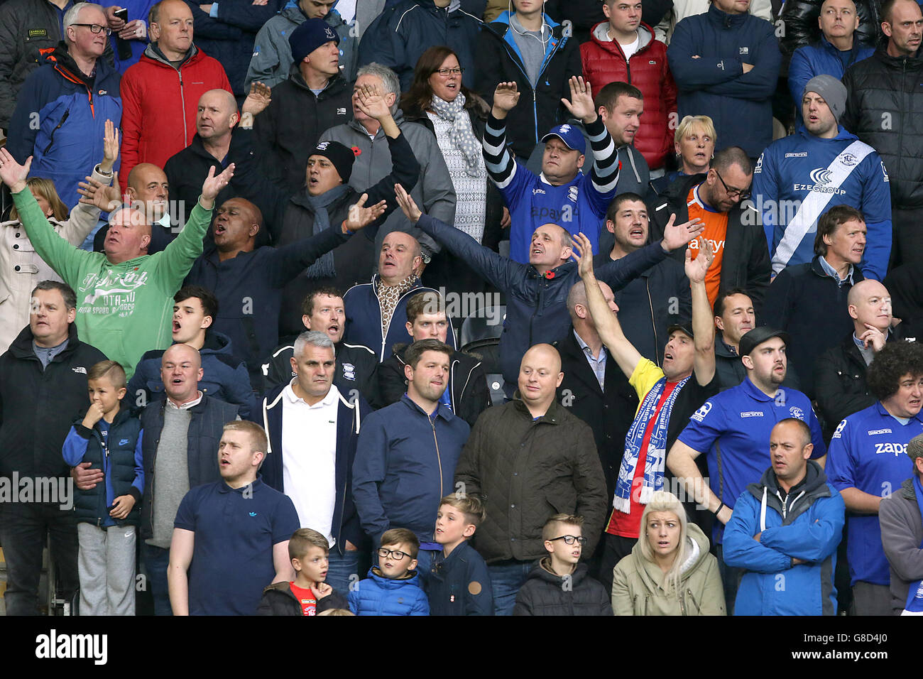 Football - Championnat Sky Bet - Hull City / Birmingham City - KC Stadium. Les fans de Birmingham City dans les stands. Banque D'Images