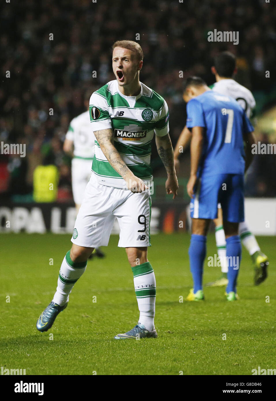 Leigh Griffiths du Celtic réagit après son but refusé lors du match de l'UEFA Europa League au Celtic Park, à Glasgow. Banque D'Images