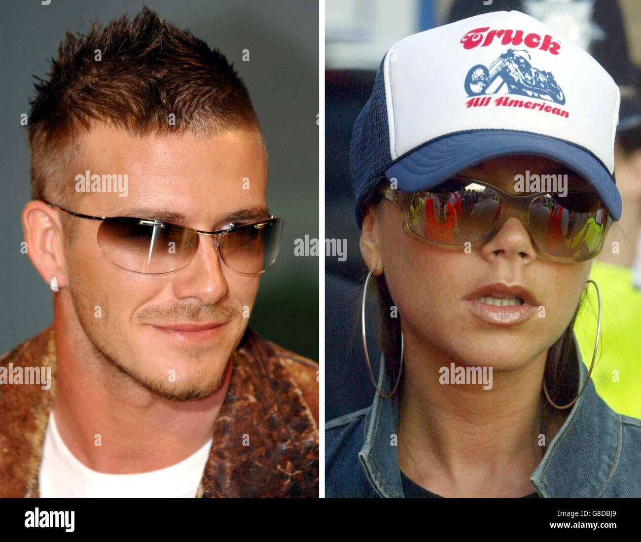 David et Victoria Beckham portant des lunettes de soleil. David Beckham a  été élu le plus chaud porte-lunettes de soleil de célébrité du pays - mais  la femme Victoria est le pire.