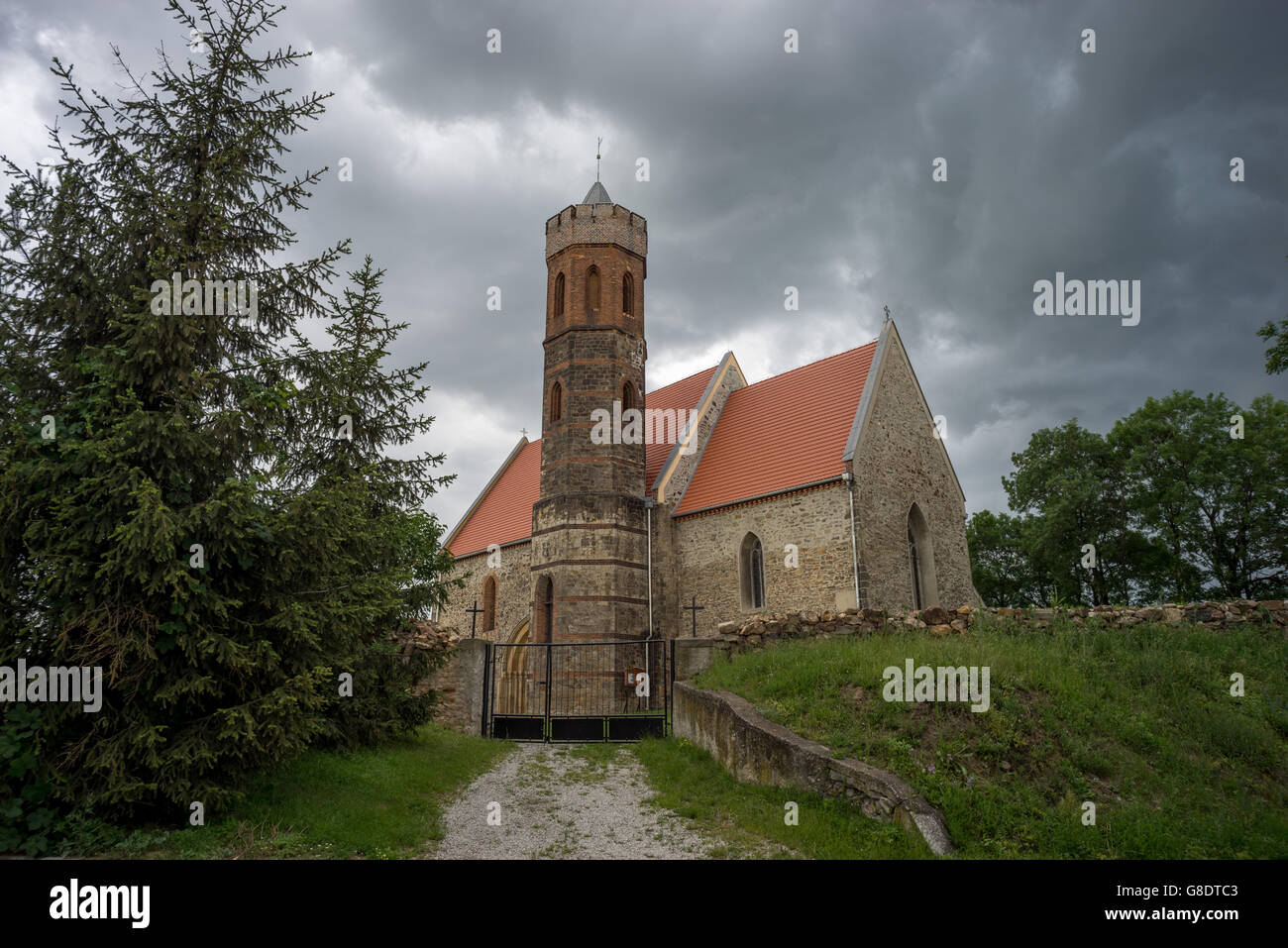 L'église gothique en Pozarzyce Poseritz Basse Silésie Pologne Banque D'Images