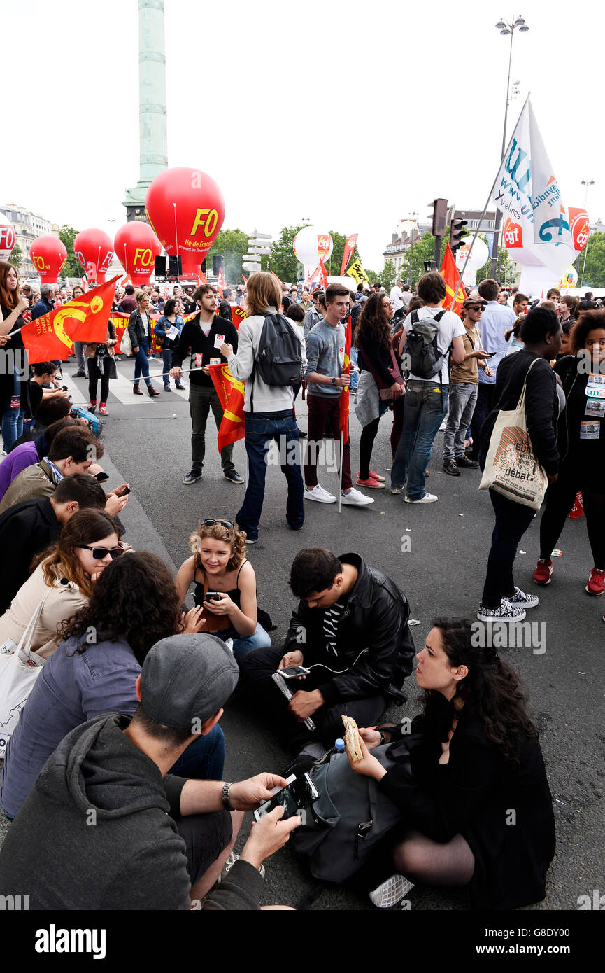 Marche contre le droit du travail à Paris le 28 juin 2016 Banque D'Images