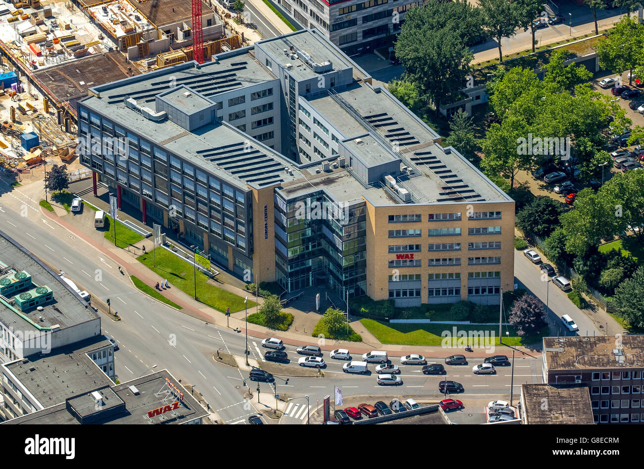 Vue aérienne de l'Allemagne de l'Ouest, WAZ, Allgemeine Zeitung, éditorial principal ministère central de rédaction Friedrichstrasse, Europa-Center, Banque D'Images