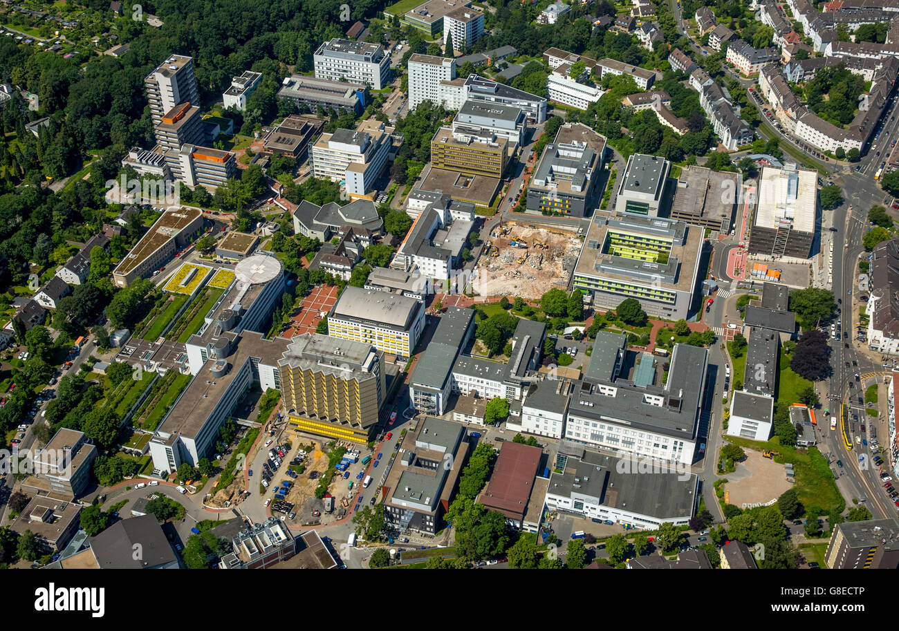 Vue aérienne de l'Hôpital universitaire d'Essen, Département de pédiatrie, département de cardiologie - Westdeutsches centre cardiovasculaire Banque D'Images