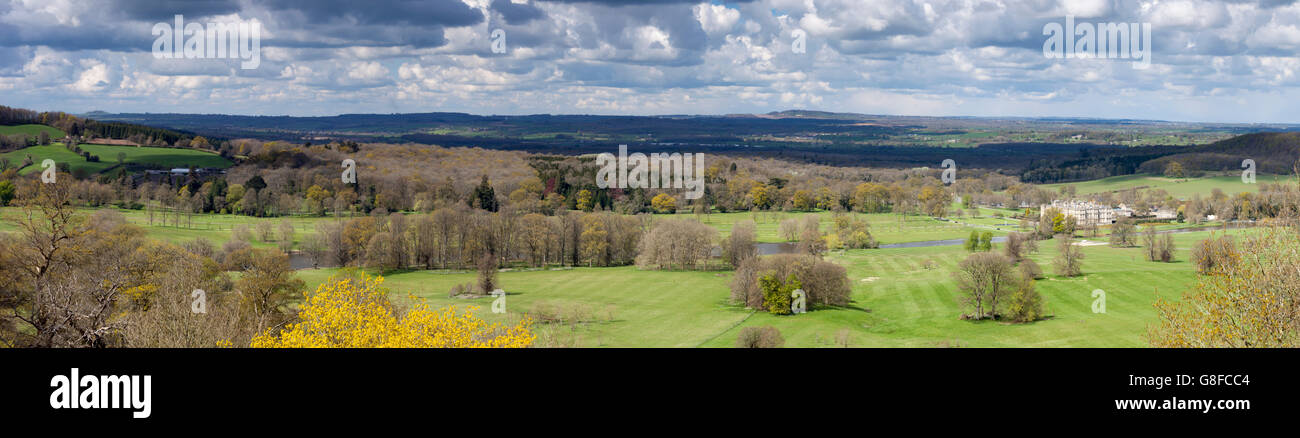 Vue panoramique sur la maison de Longleat et le parc créé par 'Capability' Brown depuis le point de vue de 'Heaven Gate', Wiltshire, Angleterre Banque D'Images