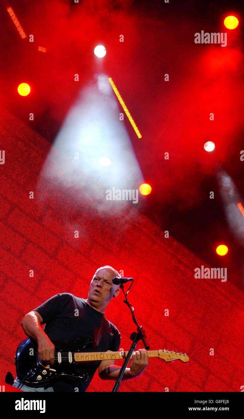 Concert live 8 - Hyde Park.Dave Gilmour de Pink Floyd. Banque D'Images