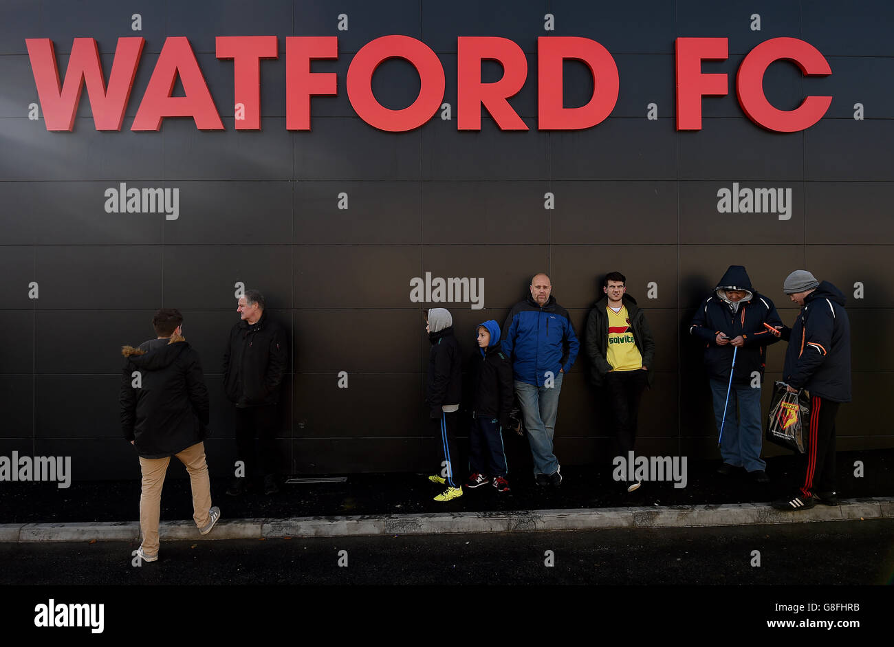 Watford / Manchester United - Barclays Premier League - Vicarage Road.Les fans de Watford avant le match de la Barclays Premier League à Vicarage Road, Watford. Banque D'Images