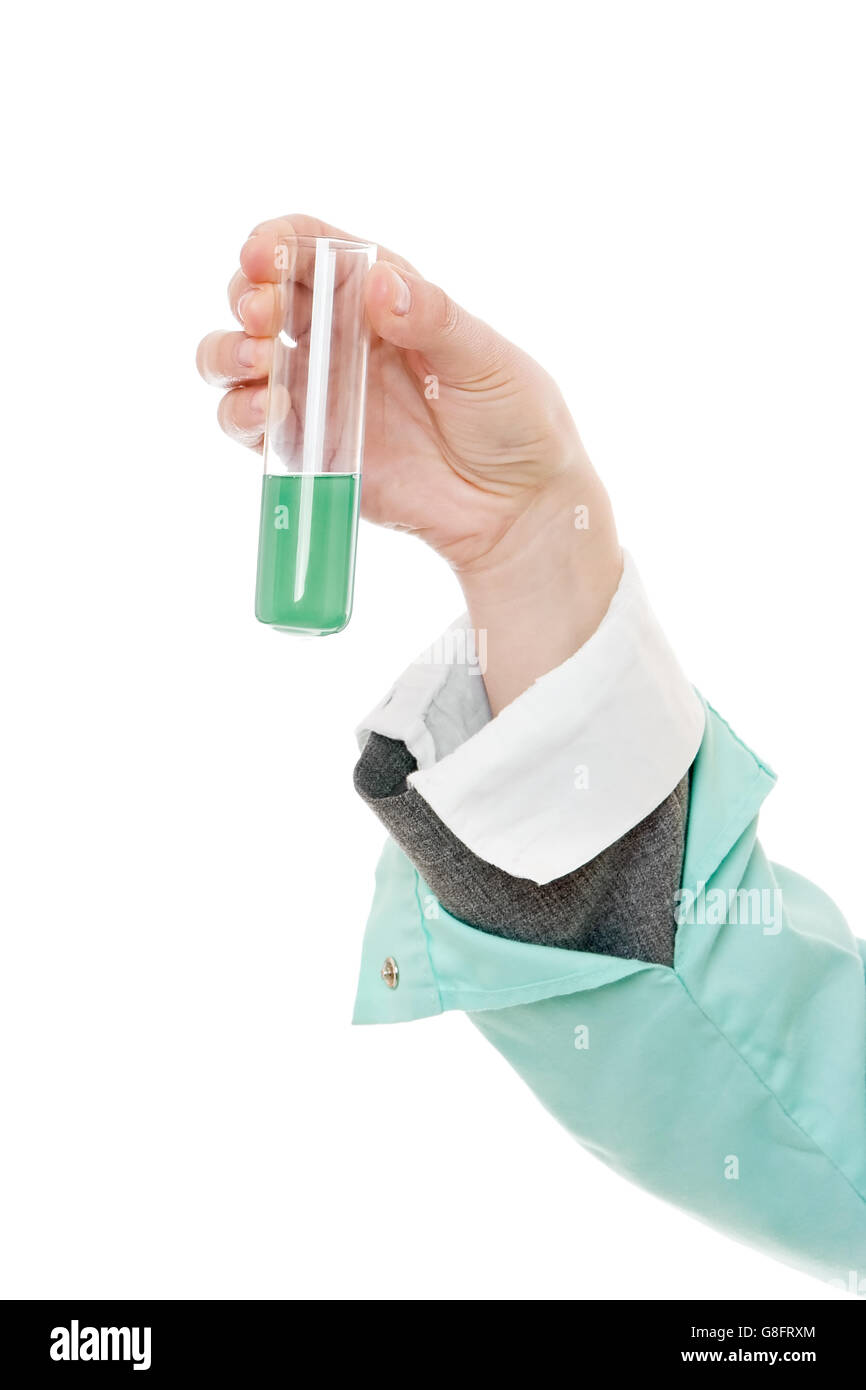 Robe de médecin avec les résultats de l'enseignement vert Banque D'Images